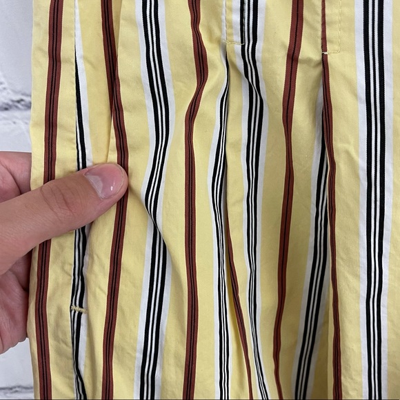 Jil Sander Yellow Striped Wide Leg Pleated Pants - Picture 4 of 10